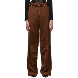 Brown Satin Cargo Pants 221076F087004