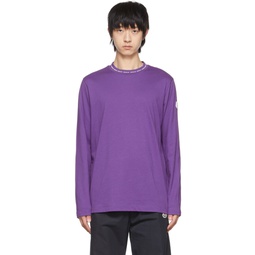 Purple Cotton Long Sleeve T Shirt 221111M213133
