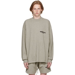 Gray Cotton Long Sleeve T Shirt 221161M213023