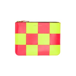 Pink   Yellow Fluo Squares Pouch 221230F045009