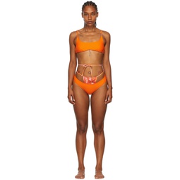 SSENSE Exclusive Orange Recycled Nylon Bikini 221236F105010
