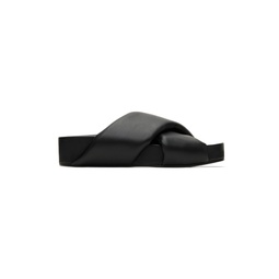 Black Oversize Wrapped Slide Sandals 221249F124015