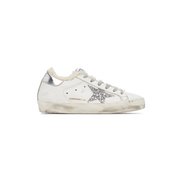 SSENSE Exclusive White   Silver Super Star Shearling Sneakers 221264F128004