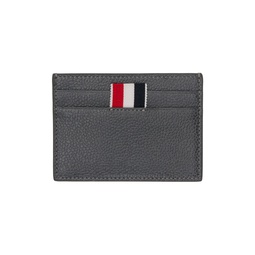 Grey Leather Single Card Holder 221381M163007