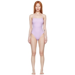 Purple Recycled Nylon One Piece Swimsuit 221571F103003