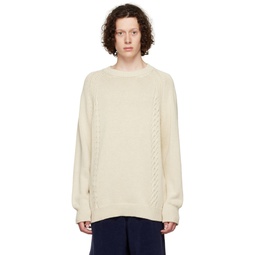 Off White Stretched Cable Sweater 221601M201000