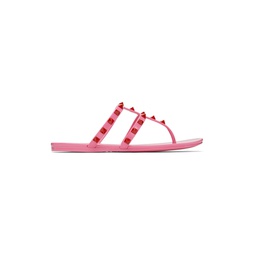 Pink Rubber Rockstud Sandals 221807F124047
