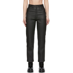Black Carpenter Leather Pants 221886F084001