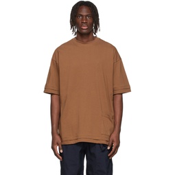 Brown Layered Loose T Shirt 221949M213009