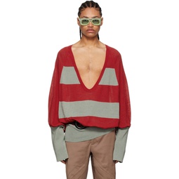 Red   Grey Haidu Sweater 221985M206054