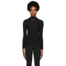 Black Asymmetric Sweater 222017F110003