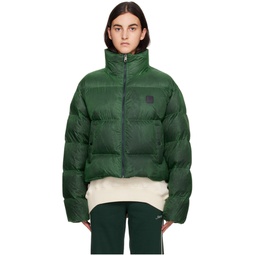 Green Quilted Down Jacket 222039F061010