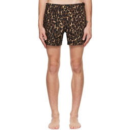 Brown Leopard Swim Shorts 222076M208000