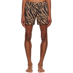Black   Tan Zebra Swim Shorts 222076M208001
