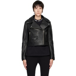 Black Leather Jacket 222084F064000