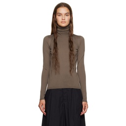 Taupe Rolled Turtleneck 222118F099009