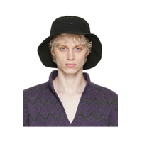 Black Embroidered Bucket Hat 222129M140000