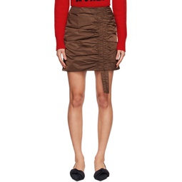 Brown Ruched Mini Skirt 222144F090010