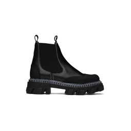 Black Cleated Low Chelsea Boots 222144F113038