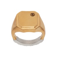 Silver   Gold Textured Ring 222168M147029