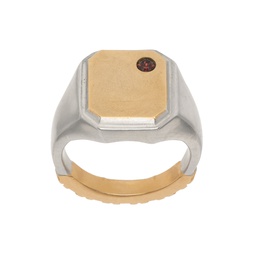 Silver   Gold Textured Ring 222168M147030