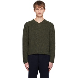 Green V Neck Sweater 222168M202009