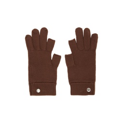 Brown Cashmere Touchscreen Gloves 222232M135007