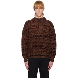 Brown   Black Crewneck Sweater 222238M201000