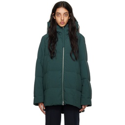 Green Quilted Down Jacket 222249F061003