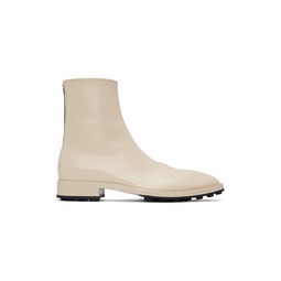 Off White Leather Ankle Boots 222249F113015