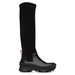 Black Leather Tall Boots 222249F115007