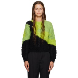 Green   Black Intarsia Sweater 222259F096015
