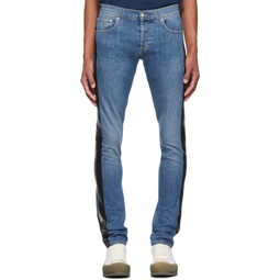 Blue Side Stripe Jeans 222259M186000