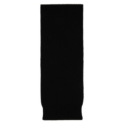 Black Rib Knit Scarf 222261M150000