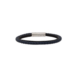 Navy   Black Leather Bracelet 222262M142026