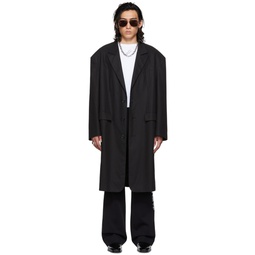 Black Oversized Tailored Coat 222331M176003