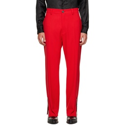 Red Straight Leg Trousers 222331M191003