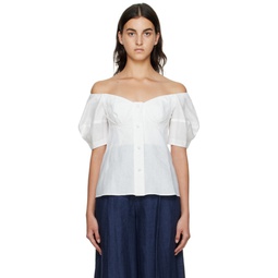 White Off The Shoulder Blouse 222338F107003