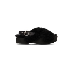 Black Fur Platform Sandals 222358M234001