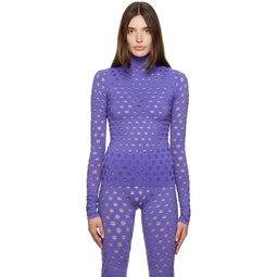 Blue Perforated Turtleneck 222370F099002