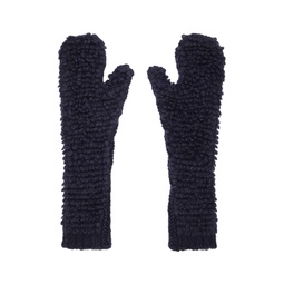Navy Long Ribbed Mittens 222379F012000