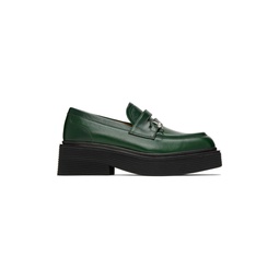 Green Piercing Loafers 222379F121002