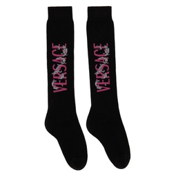 Black   Pink Logo Socks 222404M220000