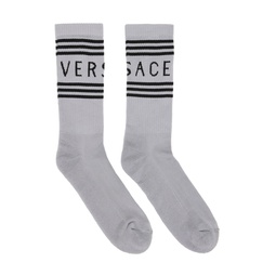 Silver Vintage Logo Socks 222404M220011