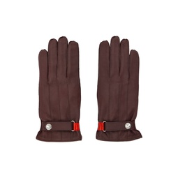 Burgundy Strap Gloves 222422M135007