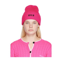 Pink Embroidered Beanie 222443F014004