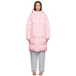 Pink Oversized Puffer Coat 222443F059005