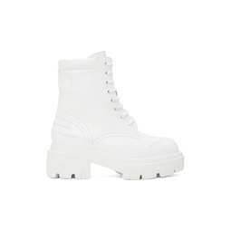 White Lace Up Boots 222443F113000
