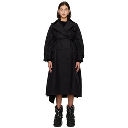 Black Double Breasted Trench Coat 222445F059003
