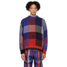 Blue   Red Check Sweater 222445M201005